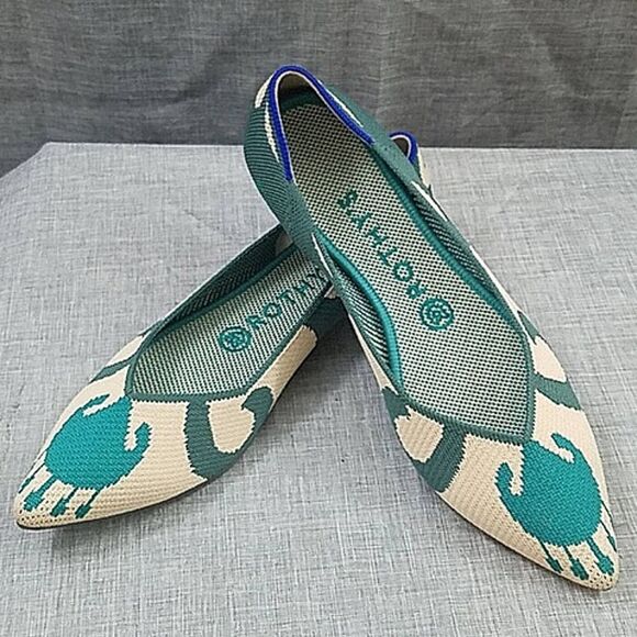 Rothy's NWOT The Point Moroccan green Ballet Point Toe Flats women's sz 8